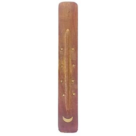 Hosley Celestial Elegance10-Inch Wood Incense Holder Moon in Warm Brown Color for Aromatic Bliss and Stylish Home Decor