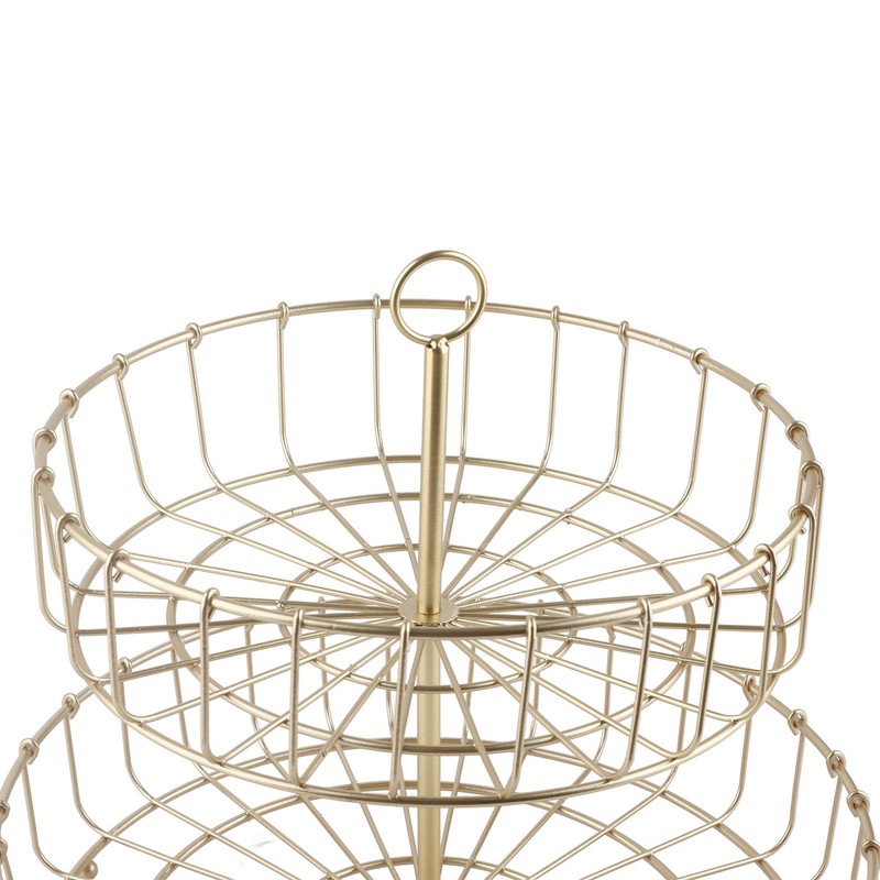 2 Tier Fruit Basket Iron Round Golden Nordic Household Snack