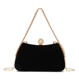 EVEOUT Velvet Evening Handbag Clutch for Women Elegant Shoulder Bags for Wedding Party Purse Bridal Bag, black, Elegant
