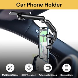 EZONEDEAL Adjustable Car Phone Mount Cradle, Universal Smartphone & GPS Holder, Sun Visor Mount, 360 Rotatable, 245g Max Weight Capacity