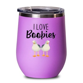 Bird Lover Pink Edition Wine Tumbler 12oz - Love Boobies - Hummingbird Nest Cage Parrot Dad Gardening Outdoor Birdwatcher Feeder