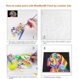 Maomaomi Paint by Numbers DIY Acrylic Painting Kit for Kids & Adults Beginner – 16" Wx20 L Colorful Cute Cat Pattern