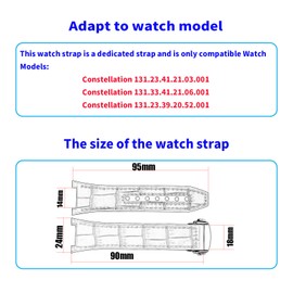 MMBAY Leather 20mm Watch Bands Compatible Fit for Omega Constellation Automatic Dial Leather Replacement Strap Wirstband for Men and Women Bracelet Watch accessories (Navy Blue)