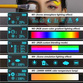 Portable Handheld RGB Tube Light LED Light Wand IPX8 30M Waterproof 3000K-6000K Dimmable 5 Lighting Modes Built-in Battery with Remote Control Carry Bag for Vlog Live Streaming Product Portrait Underwater Photography