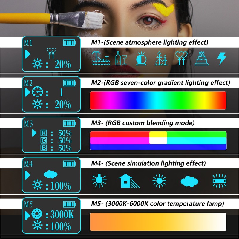 Portable Handheld RGB Tube Light LED Light Wand IPX8 30M