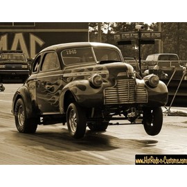 40 1940 Chevy Gasser Photo 8 1/2 X 11 Photograph Nostalgia Drag Racing Race Strip Automotive Gift CAR HOT Rod Classic Antique Wall Art Home Office Garage Shop BAR Restaurant Man CAVE