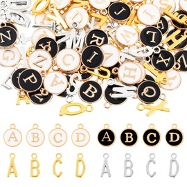 4 Sets Letter A-Z Charms Letter Pendant Metal Letter Pendant A-Z Pendant Letter Pendant Hypoallergenic A ~ Z Alphabet Charm for DIY Jewellery Name Necklace Bracelet Making