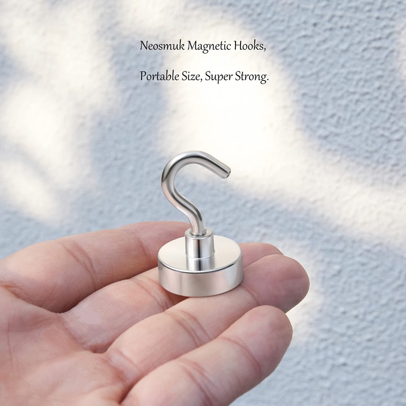 Neosmuk Magnetic Hooks,Heavy Duty Earth Magnets with Hook for Refrigerator,