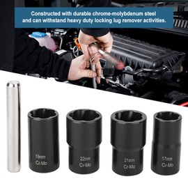 Twsist Socket Set Nut,5Pcs Twist Socket Set Locking Wheel Nut Bolt Stud Extractor Removers with 17mm 19mm 21mm 22mm Socket