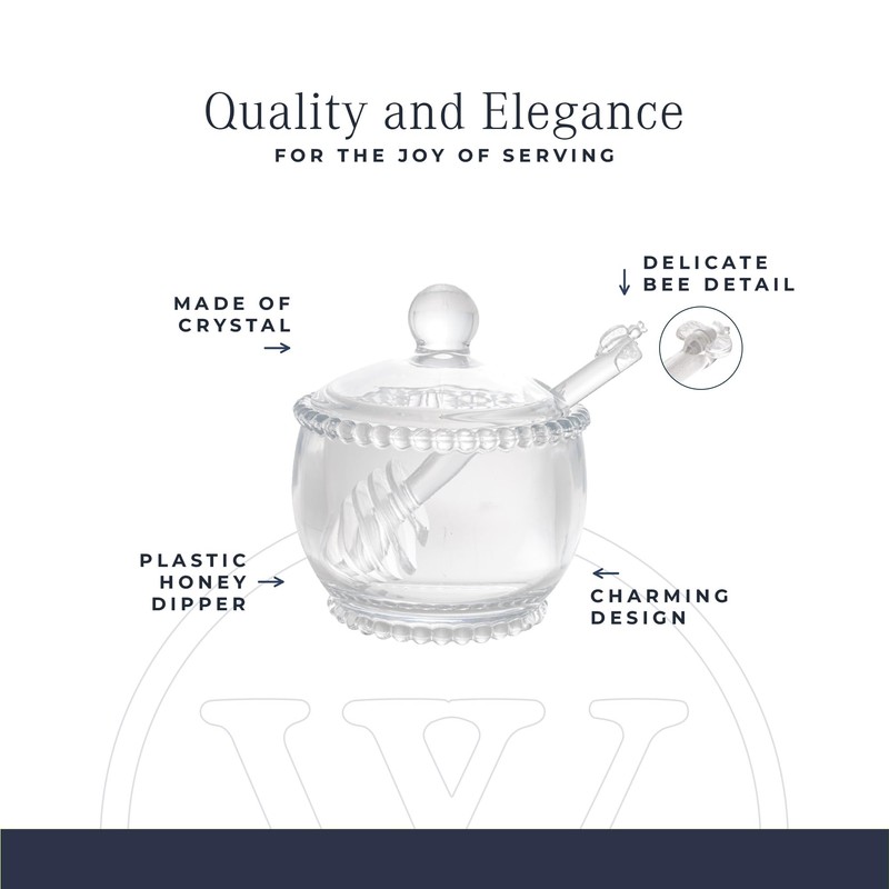 WOLFF - Pearl Crystal Beaded Sugar Bowl with Lid and