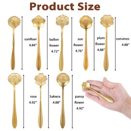 40Pcs Gold Coffee Spoons Stainless Steel Flower Dessert Spoons 5 Inches Demitasse Spoons Cute Tea Spoon Stirrer for Tableware Kitchen, Cafe Or Bar