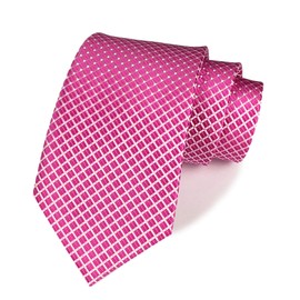 Men's Rose Red Ties Handmade Spot Pin dots & Plaid 3" Wedding Tie For Groom Solid Color