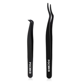 POCMKO Clusters DIY Lash Applicator Sets, 2 PCS Eyelash Tweezers, Lash Applicator Tool, Gold Eyelash Tools Sets, DIY Eyelash Precise Applicator, Lash Tweezer for DIY Eyelash Extensions (Black)