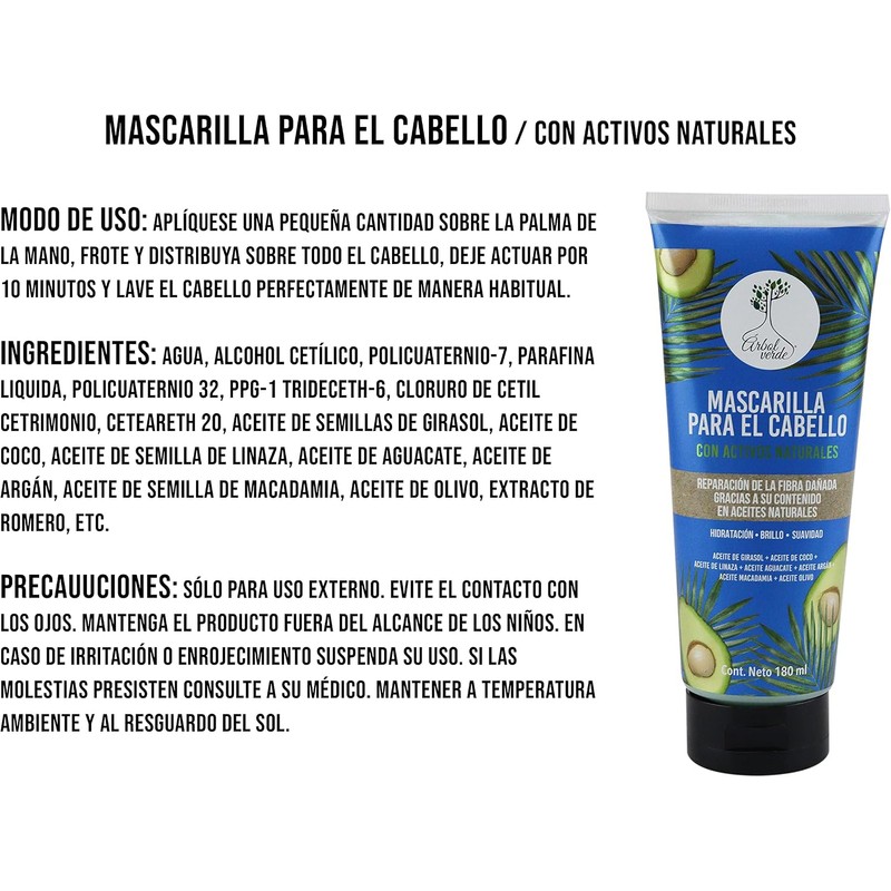 Arbol Verde Mascarilla para el cabello Natural con Aceite de