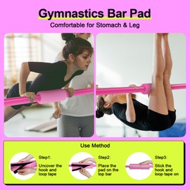 Safly Fun Gymnastics Bar for Kids 3-9, Foldable & Adjustable 35"-51", Supports 140Lbs with Pad, Easy to Assemble, Gymnastics Equipment for Indoor/Outdoor Training