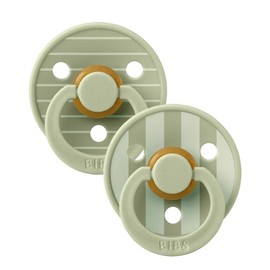 Bibs Round Natural Dummy Pacifier - Studio Collection - Pin Sage, Size 2 (6+ m)
