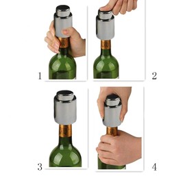 Tapón de Vino, Reutilizable de Sello Goma Cierre Hermético, Tapón de Vacío Interno Acero Inoxidable para Botellas de Vino, para Mantener el Vino Fresco, Hogar, Exterior, Casual, 2 pcs