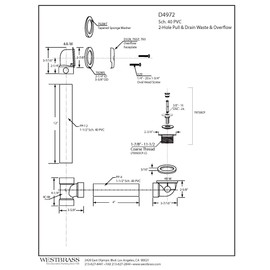Westbrass Pull & Drain Sch. 40 PVC Bath Waste with Two-Hole Elbow, Polished Chrome, D4972-26