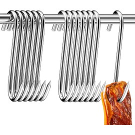PacuM Meat Hooks, 50 Pcs Butchers Hooks S Hooks Hanging 15cm Stainless Steel Hooks Meat Processing for Hot and Cold Smoking for Hanging, Butchering, Smoking, BBQ and Hanging Drying(3MM Diameter)