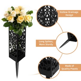 2 Pack Cemetery Vases for Grave, Cemetery Grave Vase with Spikes, Floral Holder Vases Headstone Flower Vase for Outdoor Memorial Cemetery Gravestone Decoration