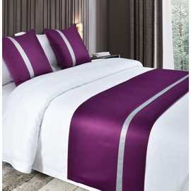 Guest Ruyunlai Bed Runner King Size,Purple Bed Runner For 2 Pillowcases(50X50cm) Bed Runner of Luxury Hotel Grade