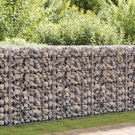 vidaXL Galvanized Steel Gabion Basket with Lids - 39.4"x39.4"x11.8" Mesh Grid, Garden Retaining Wall Wire Cage, Rust-Proof & Weather-Proof
