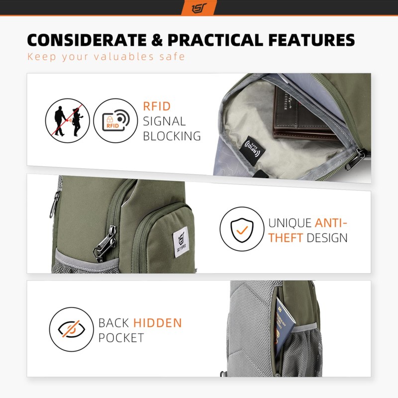 SKYSPER Sling Bag RFID Crossbody Sling Backpack Cross Body Shoulder