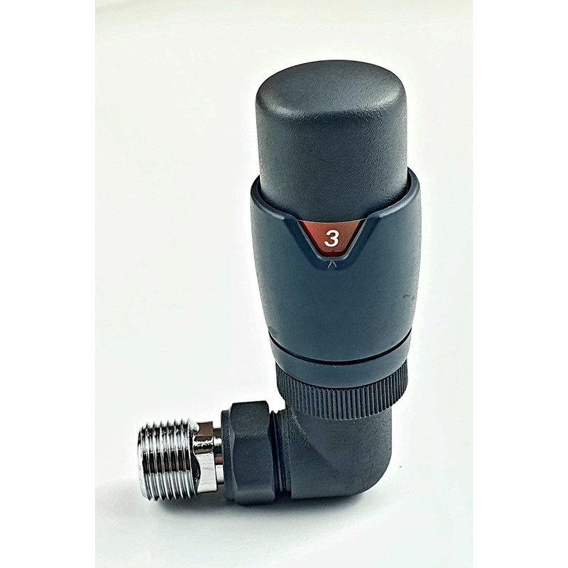 Greened House Kiev Anthracite Designer Corner Thermostatic Radiator & Towel