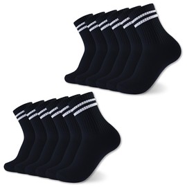 The Essentials Wardrobe Ladies TEW 12 Pack Sports Ankle Socks - UK 4-8/EU 37-42 - Black