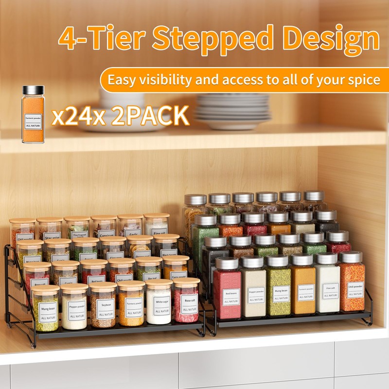 RCHYFEED Spice Rack Organizer for Cabinet Pantry,4 Tier Countertop Spice