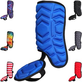 Exxact Sports Batter's Baseball Leg Guard with Adjustable Straps, Shin Guard Baseball - (Royal Blue, Youth - Right Handed Hitter)