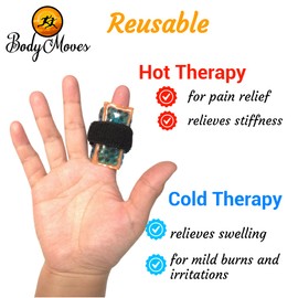 BodyMoves Finger and Toe Gel Pack -Reusable hot and Cold Therapy for trigger mallet broken finger injuries pain knuckle joint fracture cryotherapy strain sprain fasciitis (2 pcs, finger gel pack)