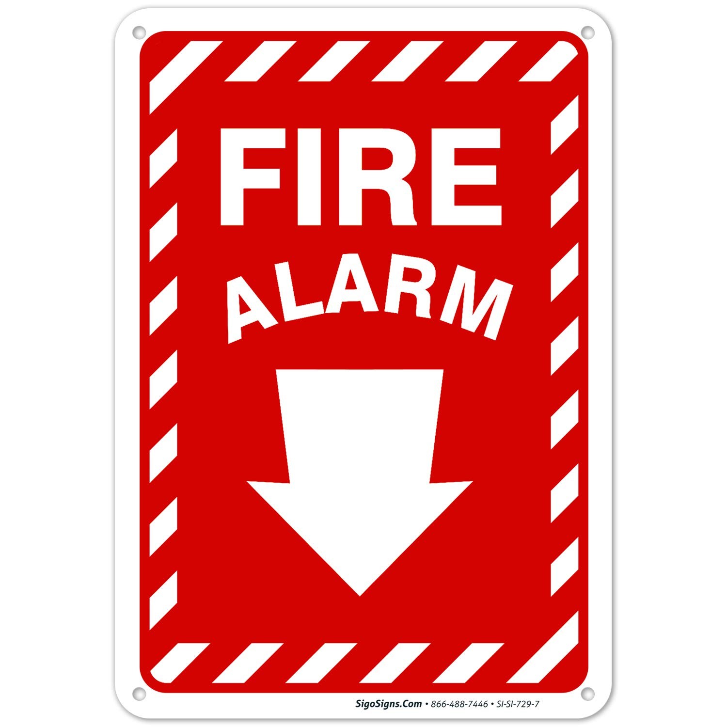 Sigo Signs, Fire Alarm Sign, with Down Arrow 10x7 Inches, Rust Free ...