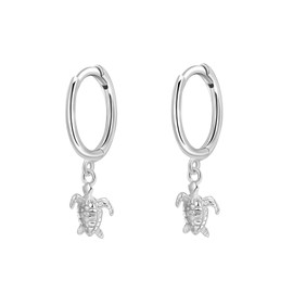 SILBERTALE S925 Sterling Silver Turtle Hoop Dangle Earrings Silver Trendy Beach Jewelry for Women