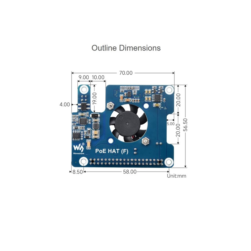 waveshare POE Power Over Ethernet HAT for Raspberry Pi 5,