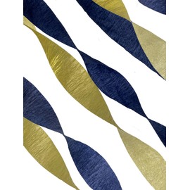 USA-Made Navy Blue and Gold Metallic Crepe Paper Streamers