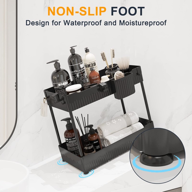 Sevenblue 2 Pack Under Sink Organizer, Under Bathroom Cabinet Organizer