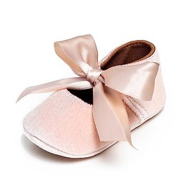 TOULLY Baby Bow Shoes, Anti-Slip Princess Mary Jane Crib Booties (Blush Pink, uk_footwear_size_system, infant, women, age_range, medium, 0_months, 6_months)