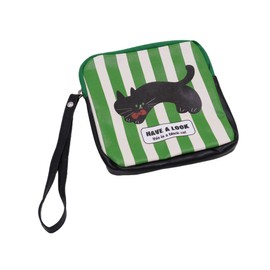 MOSSTYUS Period Bag Feminine Pads Storage Bag with Wrist Strap PU Tampon Holder Organizer Pouch Small Make Up Bag,Black Cat