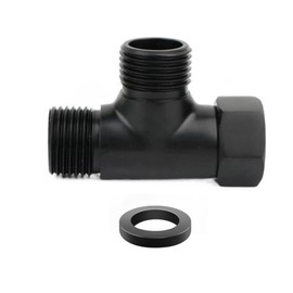Toilet Diverter Angle Valve Hose Fitting Tee, G1/2 Inch T Shape Tap Water Adapter Valve 3-Way Diverter Valve Hose Connector (Matt Black)