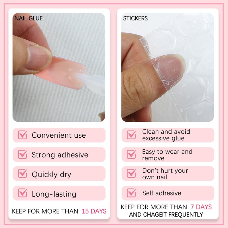 DMQ Chrome False Nails Short, 24PCS Glazed Nude Pink Press