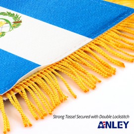 Anley 4 X 6 Inch Guatemala Fringy Window Hanging Flag - Mini Flag Banner & Car Rearview Mirror Décor - Fringed & Double Sided - Guatemalan Hanging Flag with Suction Cup