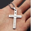 Unbranded Cross Pendant Necklace Stainless Steel Catholic Christian Jesus Philippians