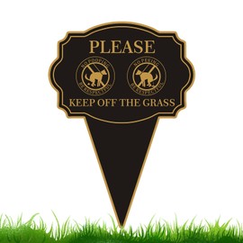 JMXINHANG Double Sided Yard Sign, Please Be Respectful Keep Off the Grass, 14"x10" No Pooping or Peeing Dog Lawn Stake, Easy Mount for Outdoor Use(1PACK-Keep Off The Grass)