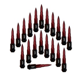 VMS RACING 14x1.5 20PC 112mm Cold Forged Steel Lug Nuts with RED Extended Bullets Tips in Aluminum Compatible with Dodge Charger 06-20 2006-2020 5 Lug Wheel Pattern