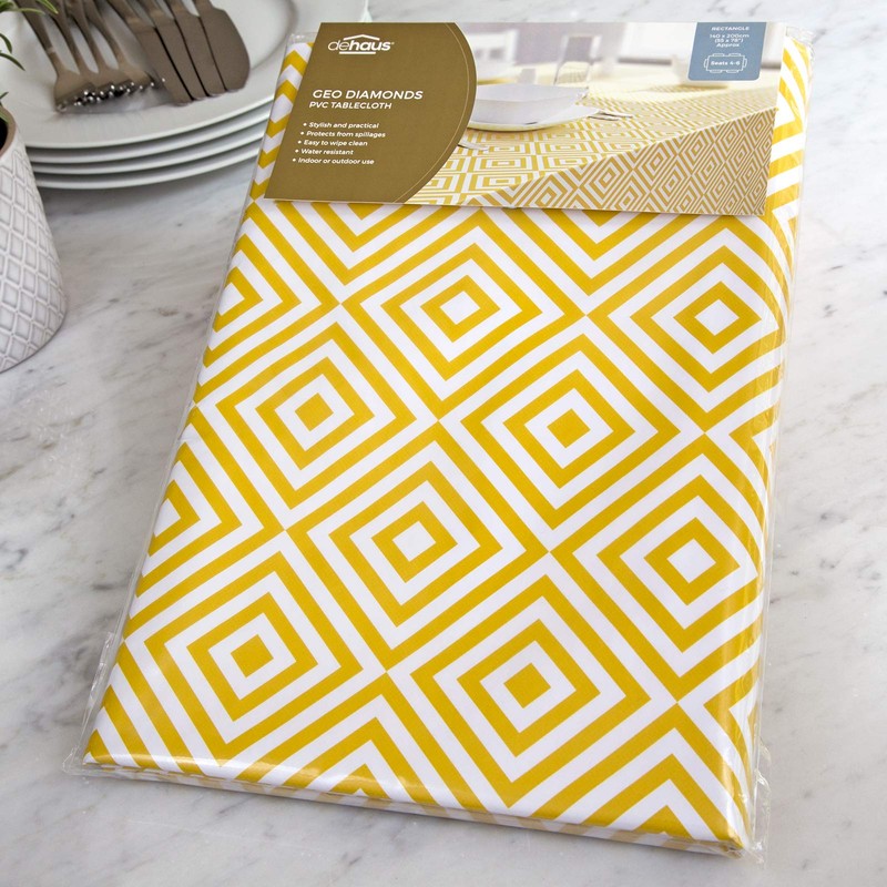 Dehaus® Wipe Clean Table Cloth - Ochre Geo Diamond -
