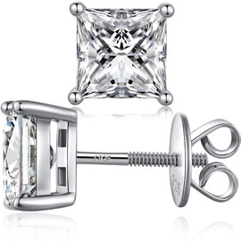 Mens Earrings Stud Mens Earrings Men Diamond Earrings Square Stud Earrings Sterling Silver Square Diamond Earrings Men Stud Earrings Square Cubic Zirconia White Gold Earrings 4mm Diamond Studs