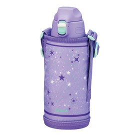 Peacock AJC-F82 AVS Water Bottle, 28.7 fl oz (800 ml), Cold Insulated, Vacuum Insulated, One-Touch, Direct Drinking Pouch, Fully Washable, Stainless Steel Bottle, Purple Star