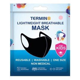 Termin8 Unisex Kid's FACE Covering-Black Mask, 1 Count (Pack of 1)