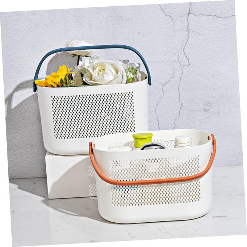 ABOOFAN Plastic Storage Basket with Handles Ventilated Organizer for Bathroom